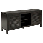 Coni TV Stand Media Cabinet, 2 Door and Shelves, Black Wood 60 Inch