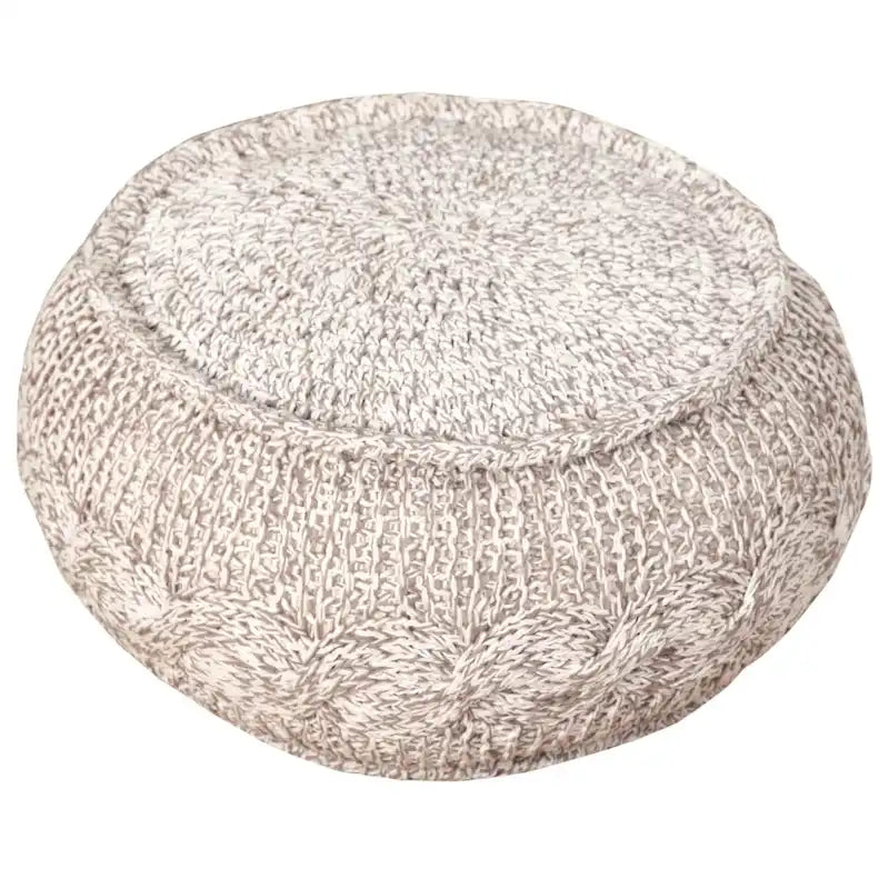 Pouf ottoman beige en coton de 50 cm (20 pouces) avec motif géométrique pour salon