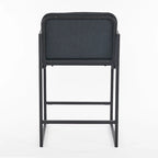 Lot de 2 tabourets de bar modernes rembourrés, hauteur comptoir, avec accoudoirs, structure en métal et assise rembourrée.