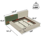 Lit rembourré King Size avec compartiments de rangement et pied de lit