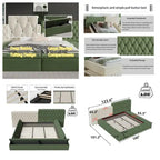 Lit rembourré King Size avec compartiments de rangement et pied de lit