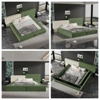 Lit rembourré King Size avec compartiments de rangement et pied de lit