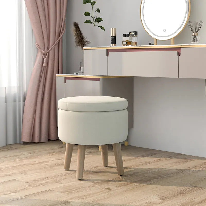 Pouf de rangement rond Costway avec plateau - Voir les détails