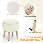 Pouf de rangement rond Costway avec plateau - Voir les détails