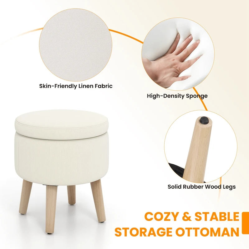 Pouf de rangement rond Costway avec plateau - Voir les détails