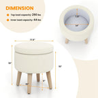 Pouf de rangement rond Costway avec plateau - Voir les détails