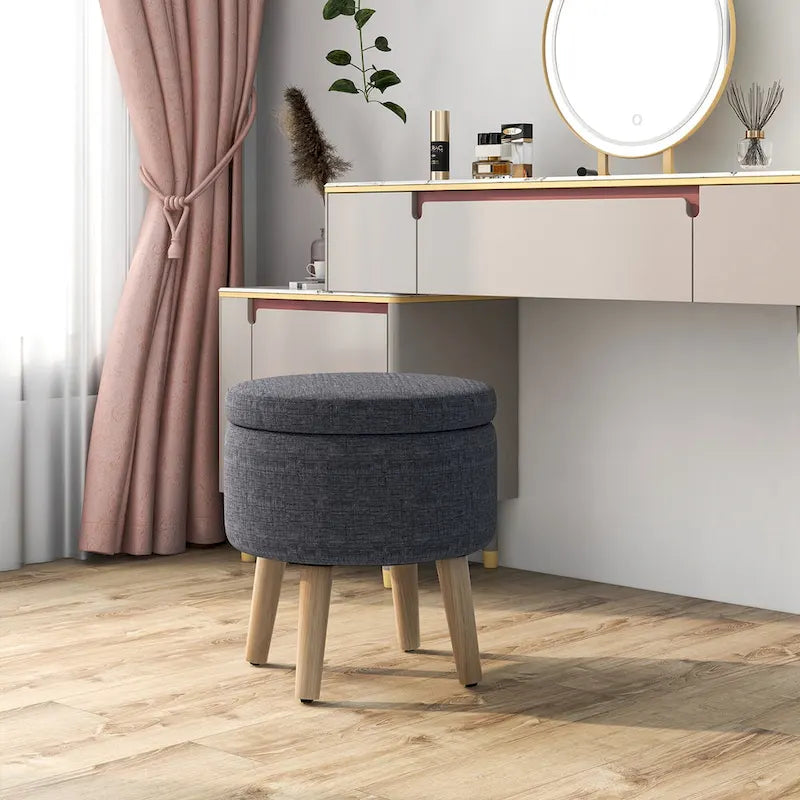Pouf de rangement rond Costway avec plateau - Voir les détails