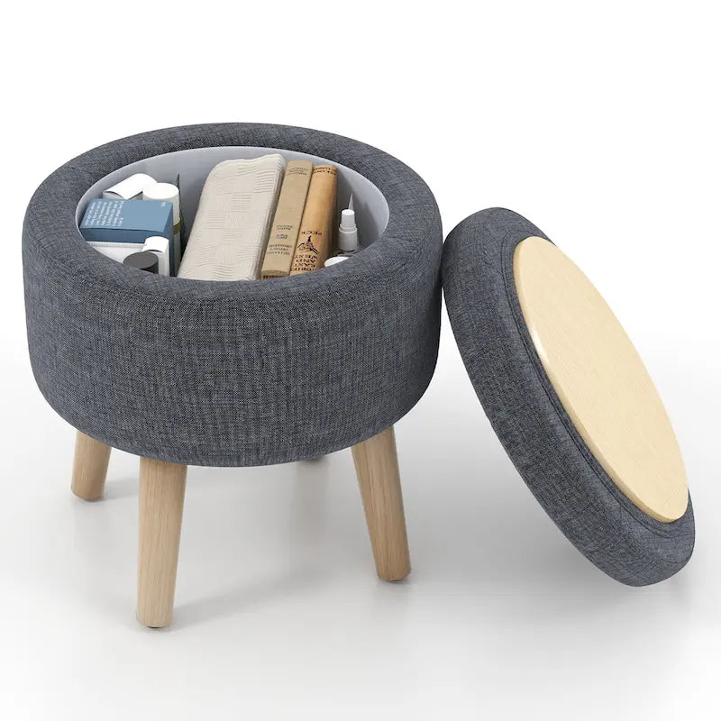 Pouf de rangement rond Costway avec plateau - Voir les détails