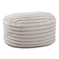 Large Faux Fur Ribbed Plush Pouf Ottoman - 35 - Gray