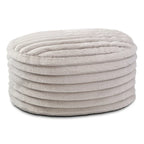 Large Faux Fur Ribbed Plush Pouf Ottoman - 35 - Gray
