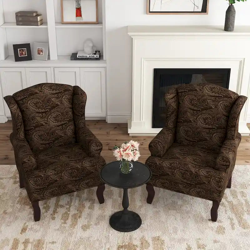 Ensemble de 2 fauteuils à oreilles élégants pour salon, fauteuils d'appoint rembourrés