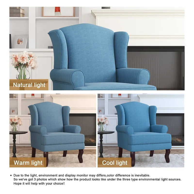 Ensemble de 2 fauteuils à oreilles élégants pour salon, fauteuils d'appoint rembourrés