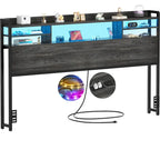 Tête de lit avec rangement, port USB et prise électrique, tête de lit avec éclairage LED pour cadre de lit