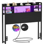 Tête de lit avec rangement, port USB et prise électrique, tête de lit avec éclairage LED pour cadre de lit