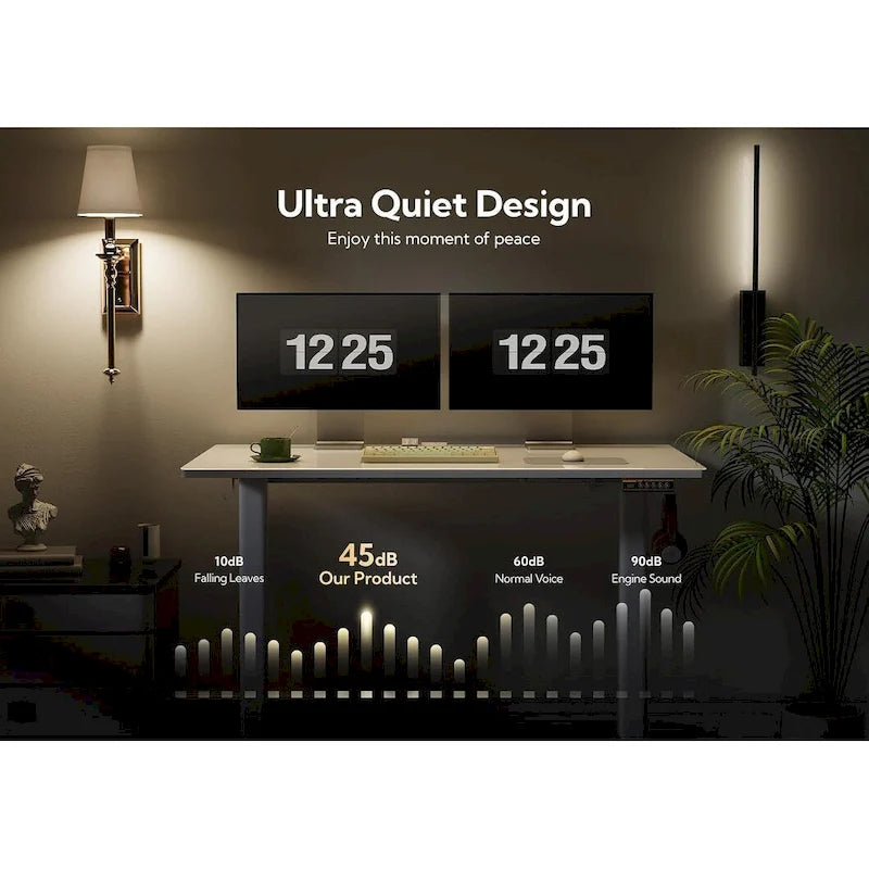 Bureau assis-debout en verre Claiks, blanc, hauteur réglable