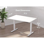 Bureau assis-debout en verre Claiks, blanc, hauteur réglable