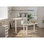 Bureau assis-debout en verre Claiks, blanc, hauteur réglable