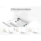 Bureau assis-debout en verre Claiks, blanc, hauteur réglable