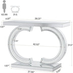 Console argentée, table d'entrée avec miroir de 39 pouces pour l'entrée