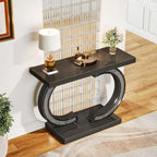 Console argentée, table d'entrée avec miroir de 39 pouces pour l'entrée