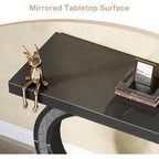 Console argentée, table d'entrée avec miroir de 39 pouces pour l'entrée