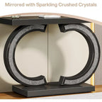 Console argentée, table d'entrée avec miroir de 39 pouces pour l'entrée