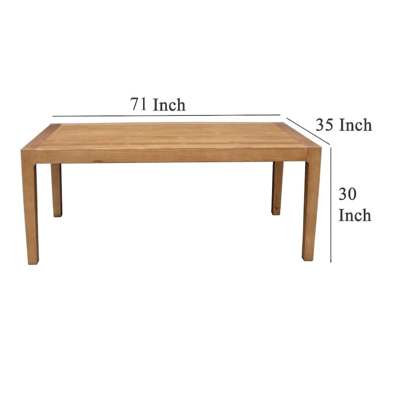 Table de salle à manger Tuley, en pin, brun naturel, plateau rectangulaire de 180 cm (71 pouces).