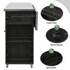 Îlot de cuisine extérieure en bois de sapin rustique avec plateau en acier inoxydable et rangements astucieux