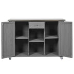 Îlot de cuisine extérieure en bois de sapin rustique avec plateau en acier inoxydable et rangements astucieux