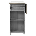 Îlot de cuisine extérieure en bois de sapin rustique avec plateau en acier inoxydable et rangements astucieux