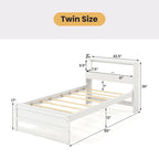 Cadre de lit en bois Gymax pour lit simple avec station de recharge et lampe LED