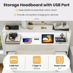 Cadre de lit en bois Gymax pour lit simple avec station de recharge et lampe LED