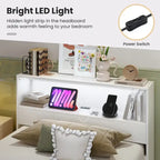 Cadre de lit en bois Gymax pour lit simple avec station de recharge et lampe LED