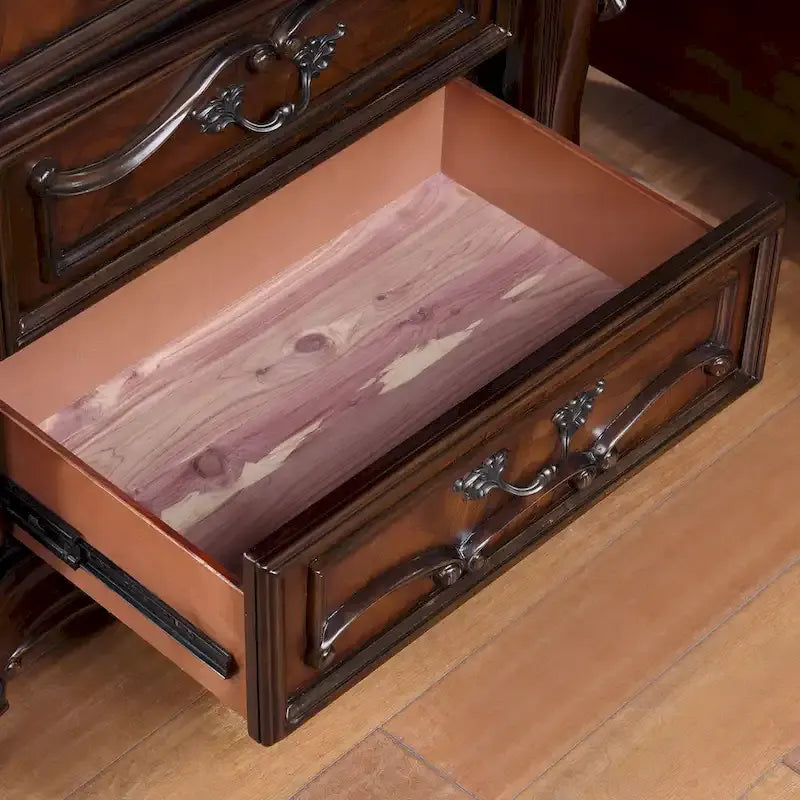 Ensemble de chambre à coucher traditionnel 3 pièces Eugene de Furniture of America, panneaux en bois de cerisier foncé