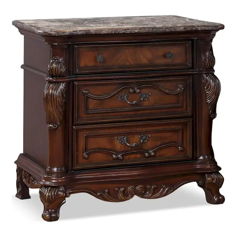Ensemble de chambre à coucher traditionnel 3 pièces Eugene de Furniture of America, panneaux en bois de cerisier foncé