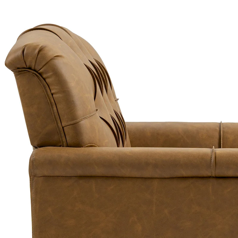 Ensemble de 2 fauteuils d'appoint capitonnés en similicuir végan, avec garniture cloutée