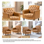 Ensemble de 2 fauteuils d'appoint capitonnés en similicuir végan, avec garniture cloutée