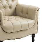 Ensemble de 2 fauteuils d'appoint capitonnés en similicuir végan, avec garniture cloutée