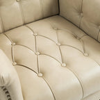 Ensemble de 2 fauteuils d'appoint capitonnés en similicuir végan, avec garniture cloutée