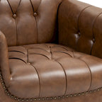 Ensemble de 2 fauteuils d'appoint capitonnés en similicuir végan, avec garniture cloutée