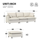 Ensemble canapé d'angle en chenille motif nuage en forme de U avec pouf et coussins