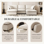 Ensemble canapé d'angle en chenille motif nuage en forme de U avec pouf et coussins