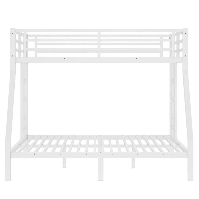 Lit superposé en métal (1 place et 2 places) pour adolescents et adultes, gain de place, silencieux, sans sommier, blanc