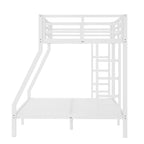 Lit superposé en métal (1 place et 2 places) pour adolescents et adultes, gain de place, silencieux, sans sommier, blanc