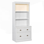 Bibliothèque haute polyvalente avec éclairage LED et multiples options de rangement pour la maison