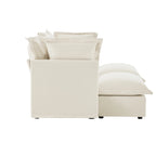 Canapé d'angle 2 places en chenille 83,4 avec poufs