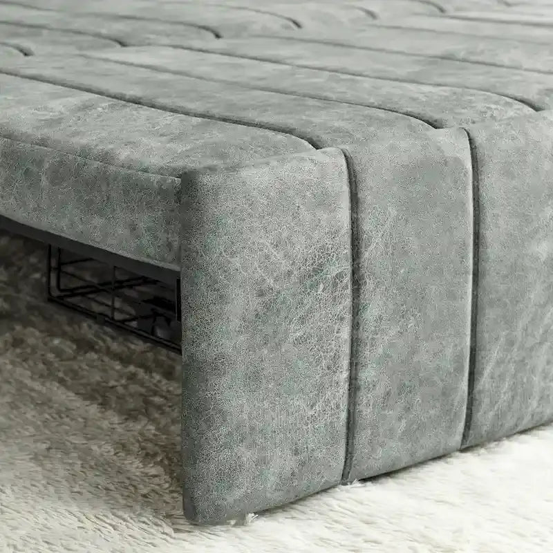 Canapé-lit gigogne 3 en 1 moderne, capitonné, avec accoudoirs arrondis et clous décoratifs en cuivre, futon convertible 3 places, noir