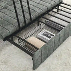 Canapé-lit gigogne 3 en 1 moderne, capitonné, avec accoudoirs arrondis et clous décoratifs en cuivre, futon convertible 3 places, noir