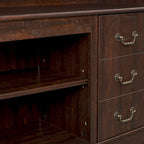 Meuble TV traditionnel 60 pouces avec espaces de rangement ouverts et fermés pour téléviseurs jusqu'à 65 pouces