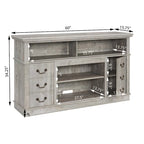 Meuble TV traditionnel 60 pouces avec espaces de rangement ouverts et fermés pour téléviseurs jusqu'à 65 pouces